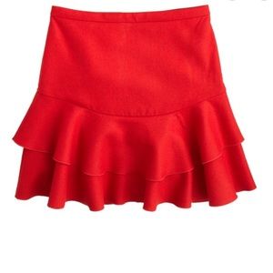 J Crew Flounce skirt 2 red ruffle